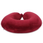VIAGGI U Shape Round Memory Foam Soft Travel Neck Pillow for Neck Pain Relief Cervical Orthopedic Use Comfortable Neck Rest Pillow - Burgandy